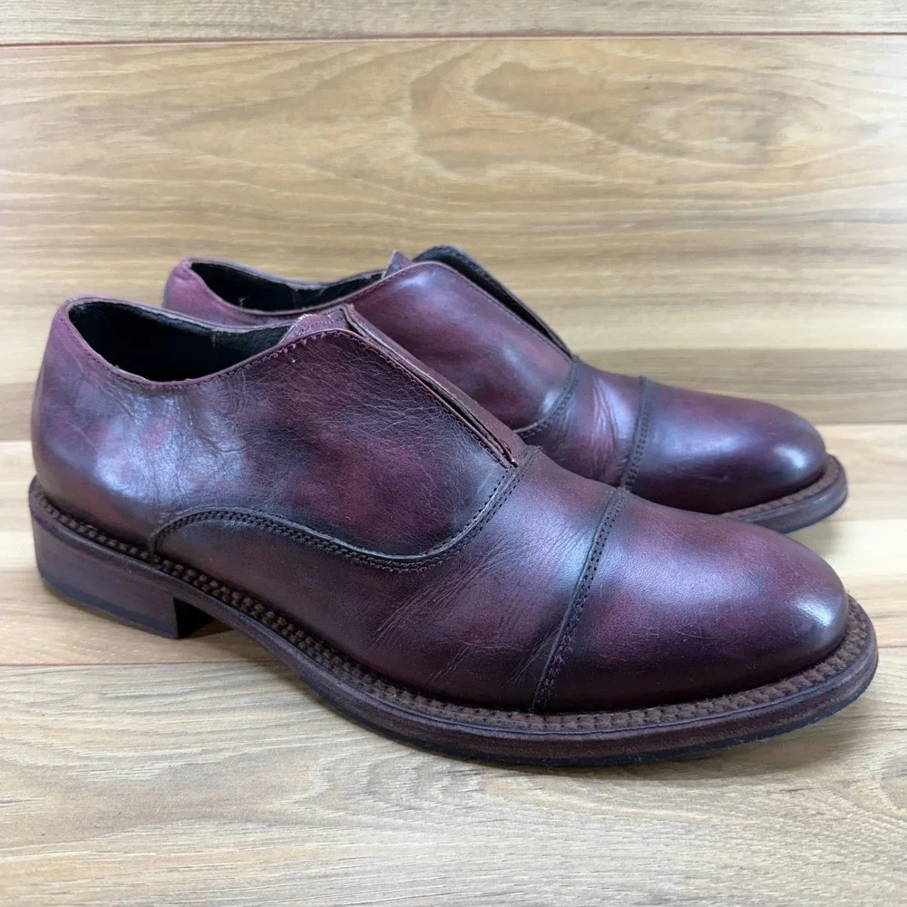 Freebird Detrick Mens 11 Leather Slip On Oxford‎ Dress Shoes Oxblood Red